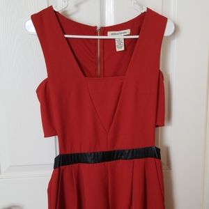 ♥️ Jumpsuit / Romper in Red with Black Leather